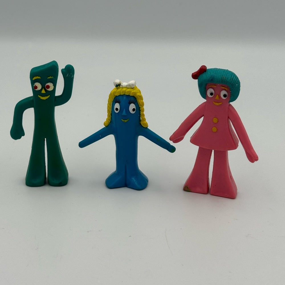 Gumby & Friends 3 Pc Set Toy 1908s Minga Goo Gumby‎ LOT
